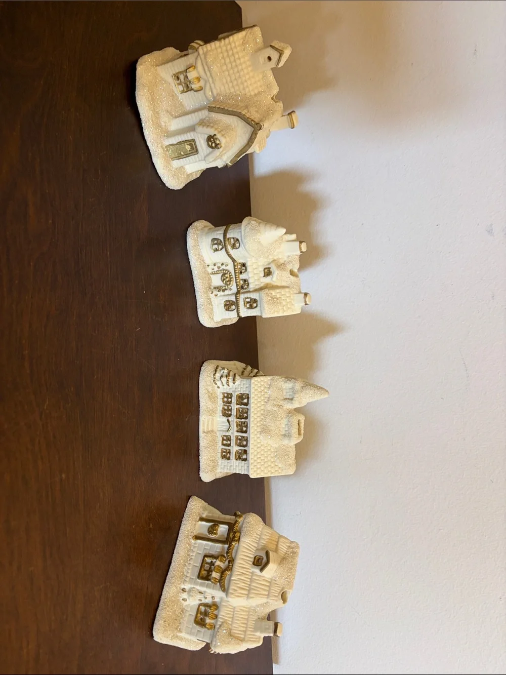 White Glitter Ceramic Holiday Village House Set - Brand
